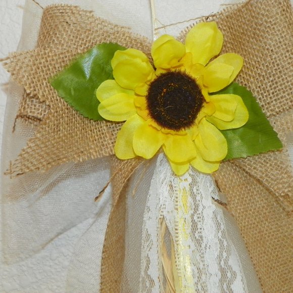 5 Yellow Sunflower Burlap Bow Party Wedding - Picture 6 of 10
